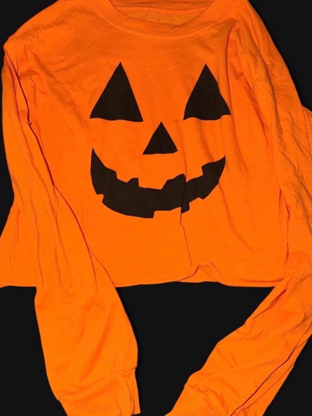 Halloween Jack-O’-Lantern Pumpkin Crop Top Size Large Orange